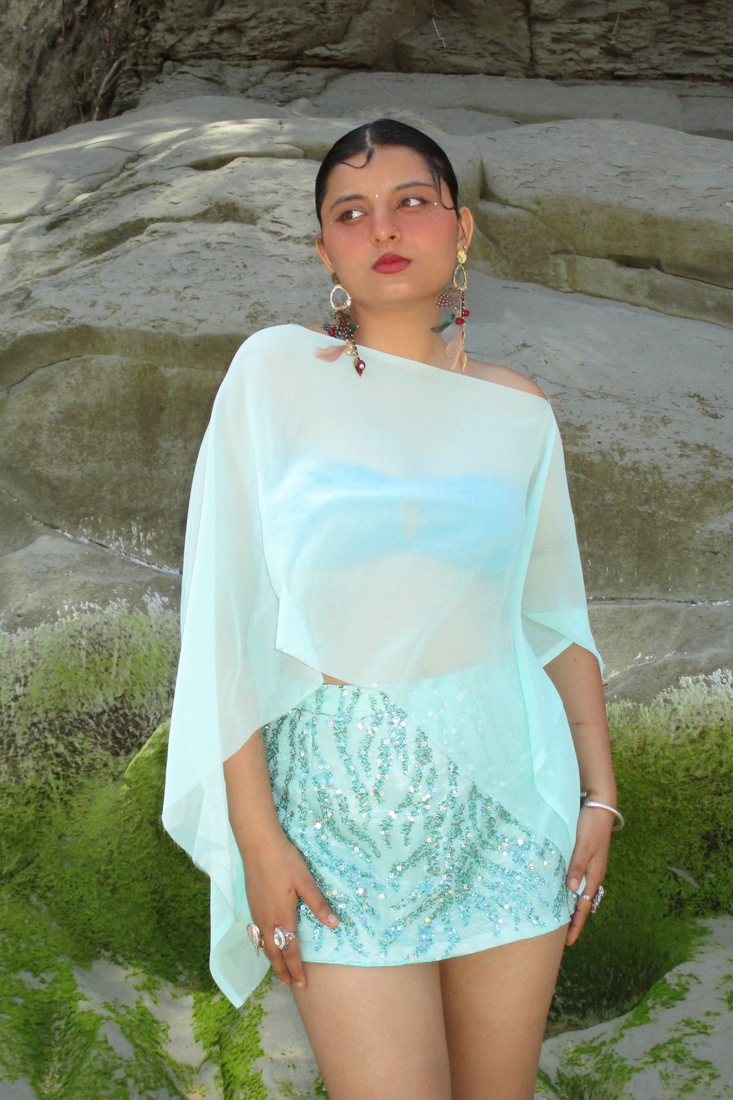 Aqua lust skirt (with cape)