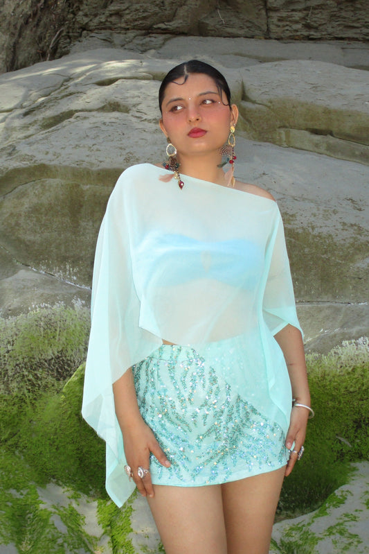 Aqua lust skirt (with cape)