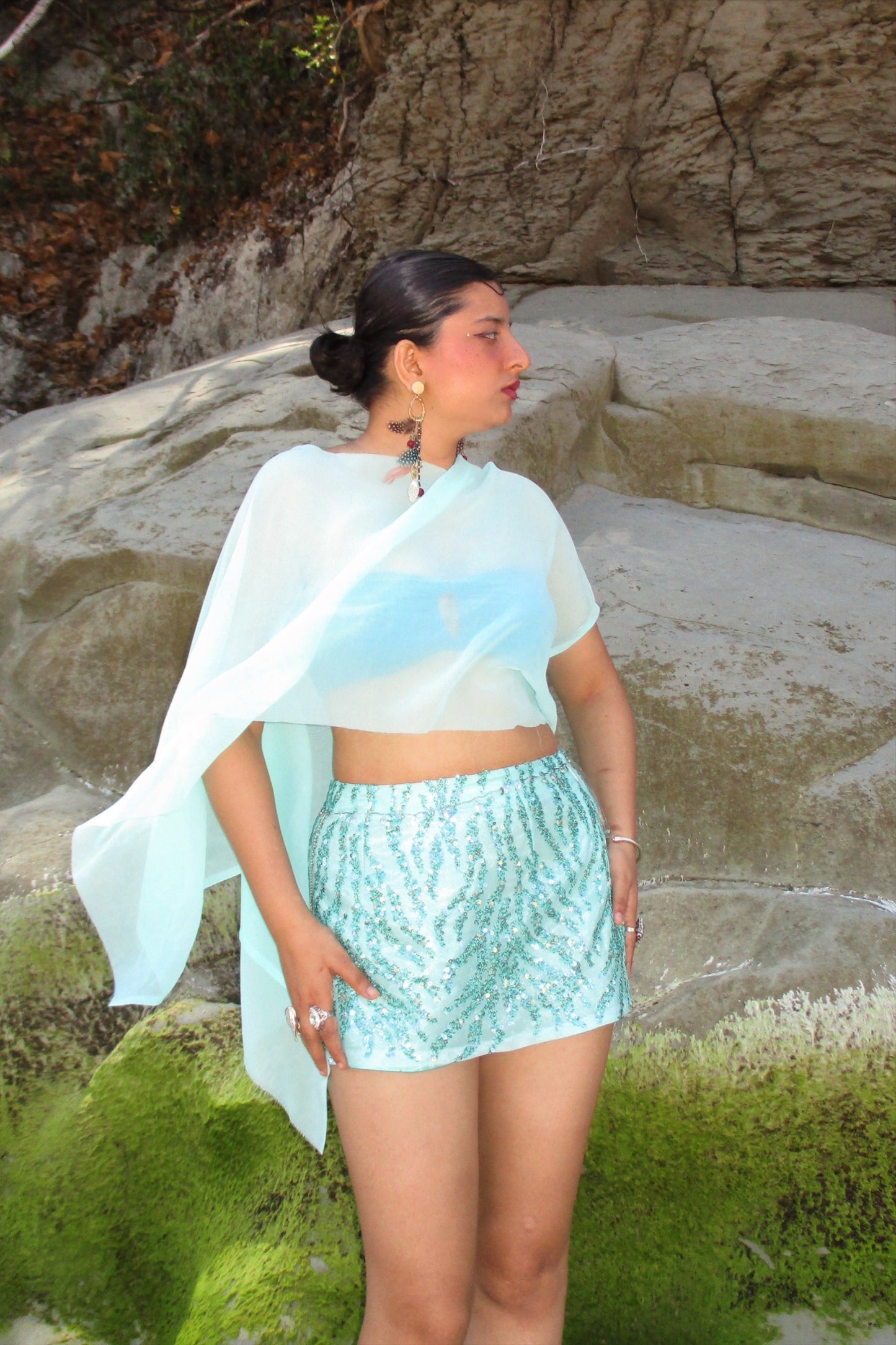 Aqua lust skirt (with cape)